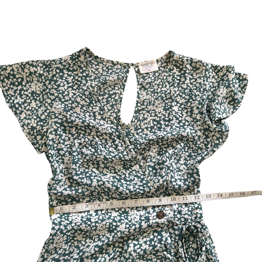Sienna Sky Green & White Floral Faux Wrap Midi Dress XS - Picture 10 of 13
